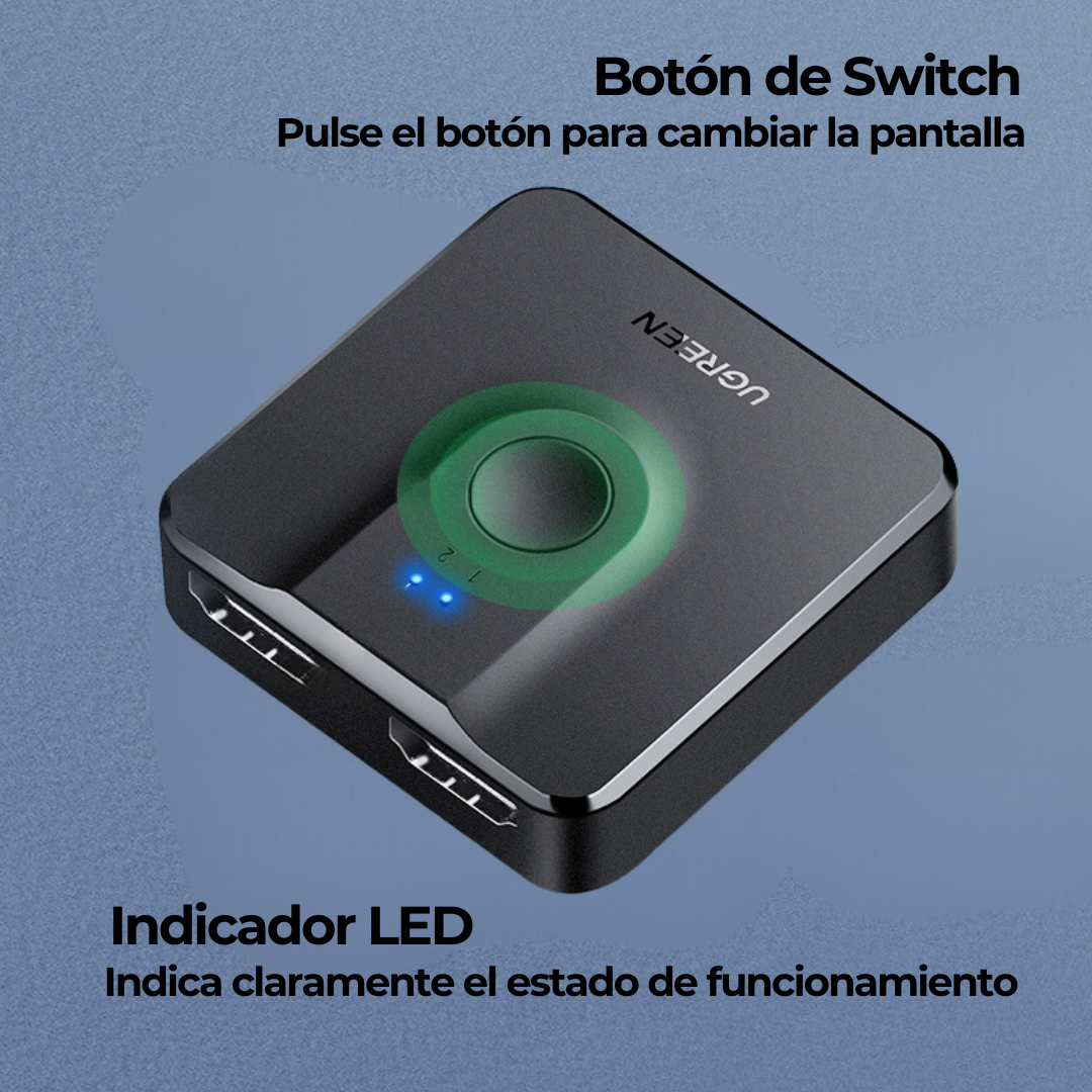 UGREEN HDMI 2.0 Switch Bidirectional 2 Entradas 1 Salida, HDMI Splitter Conmutador 1 Entrada 2 Salidas