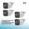 Kit de Cámaras Hikvision TurboHD 1080p Lite con Micrófono Integrado | DVR 4 Canales con Audio por Coaxitron | 4 Cámaras Bala de Policarbonato