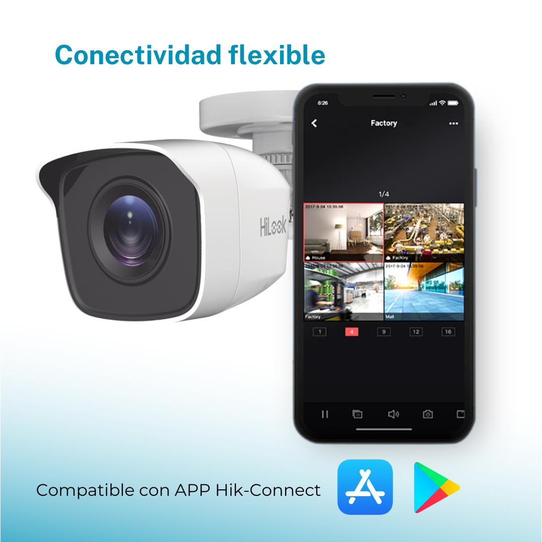 Kit Cctv Hilook 1080p 4 Cámaras Tipo Bala Micrófono Integrado + Disco Duro HL1080PS-1TB Hilook HL1080PS-1TB