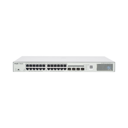 Switch Administrable L2 PoE+ hasta 370W, 24 Puertos Eth 1G, 4 puertos SFP 1G, Administración Remota en la Nube.