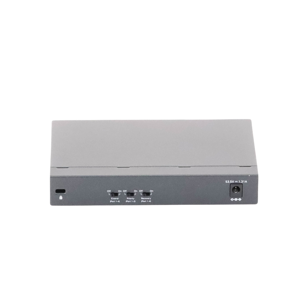 Switch PoE no Administrable de escritorio 6 puertos 10/100 Mbps, 4 puertos PoE, 67 W