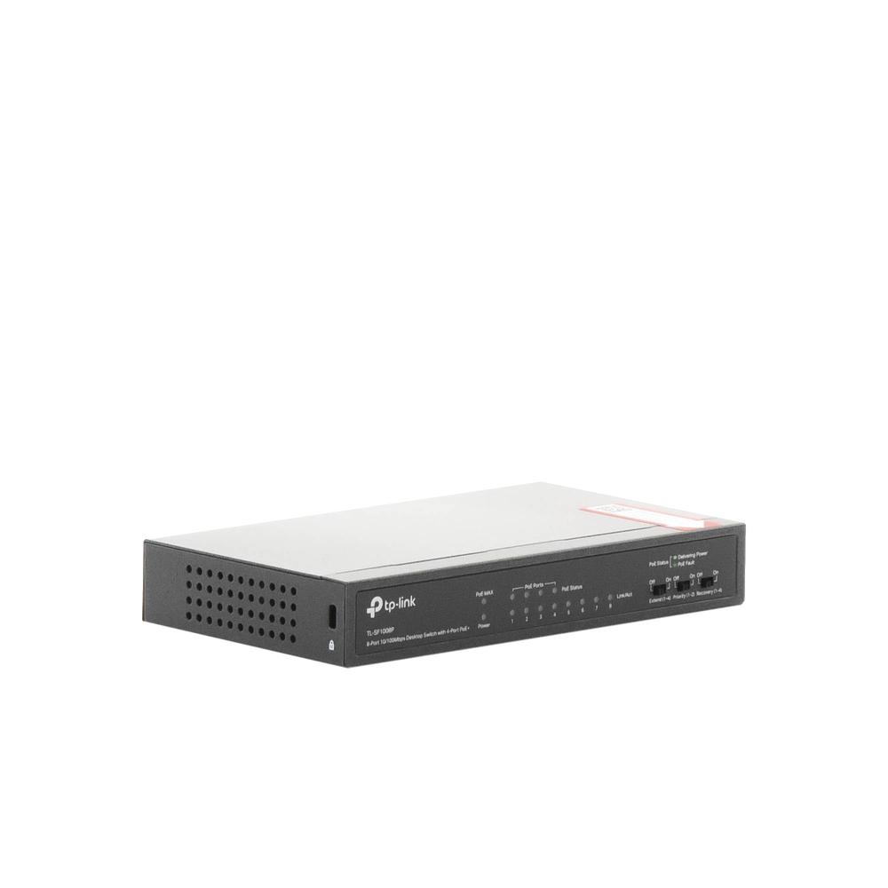 Switch PoE+ No Administrable / De Escritorio 8 puertos 10/100 Mbps / 4 puertos PoE af/at Inteligente / Presupuesto 66 W / Hasta 250 metros
