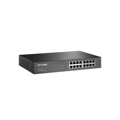 TP-Link - Conmutador no administrado Gigabit Ethernet TL-SG1016D de 16 puertos, listo para usar, metálico, para escritorio o montaje en rack, sin ventilador, vida útil limitada