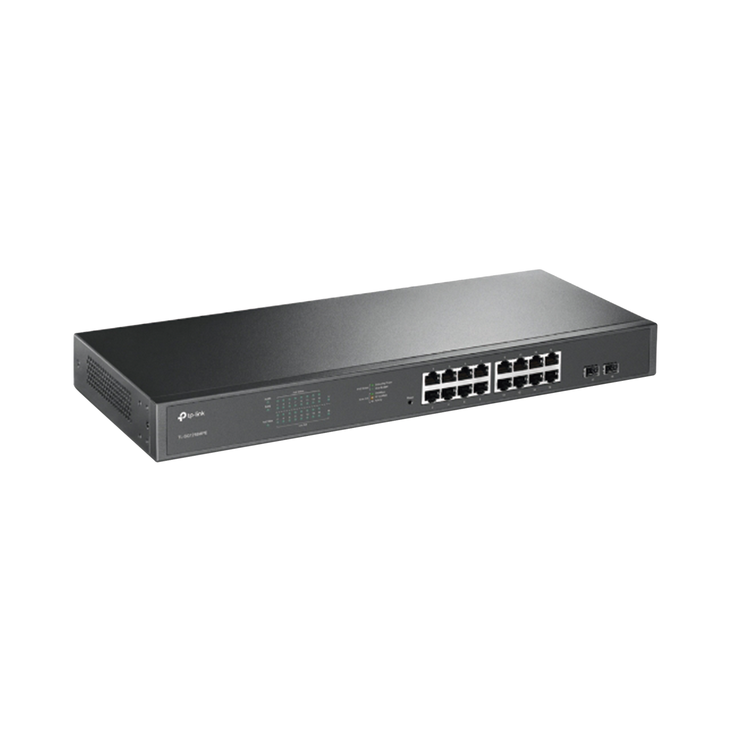Switch JetStream de 16 puertos 10/100/1000Mbps y PoE af/at, 2 puertos SFP hasta 192W.