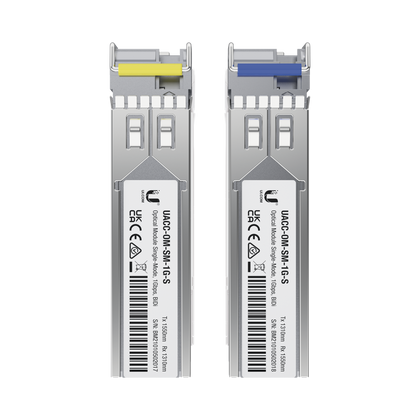 UFiber Módulo SFP, transceptor MiniGibic MonoModo 1.25 Gbps, distancia 3km, Simplex, un conector LC, incluye 2 tranceptores