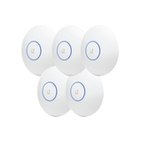Paquete de 5 Access Point UniFi de largo alcance, Doble banda 802.11ac MIMO2X2 para interior, PoE 802.3af, soporta 250 clientes, hasta 867 Mbps, Los equipos no incluyen poe se sugiere comprar aparte el  modelo POE-24-12W-G