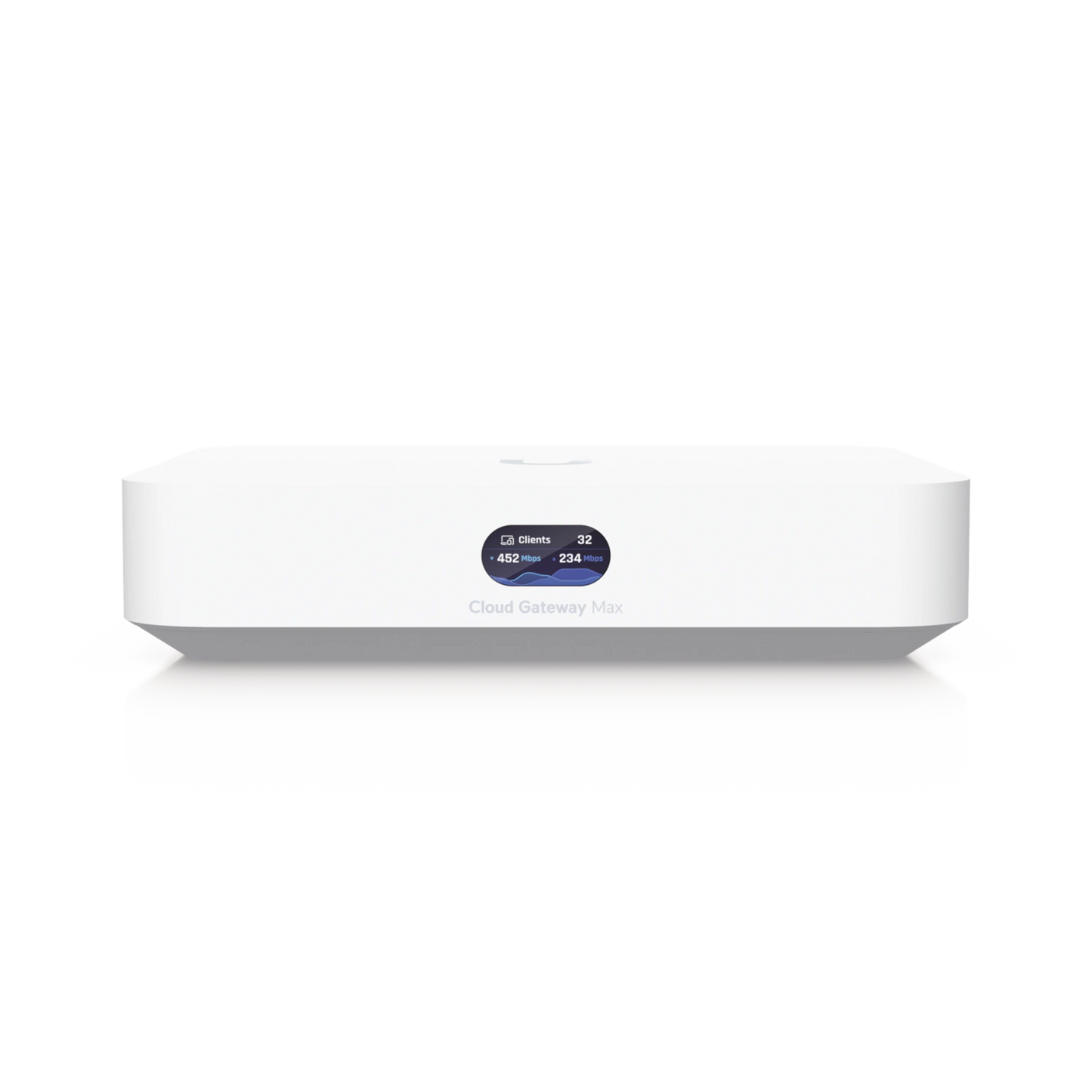 UniFi Cloud Gateway MAX, Router con todos los servicios UniFi, administra hasta 30 dispositivos UniFi y 300 clientes. 1 pto WAN 2.5G, 4 pts LAN 1G (uno configurable como WAN), seguridad IDS/IPS, VPN, bloqueo de apps/URLs, 512 GB memoria interna