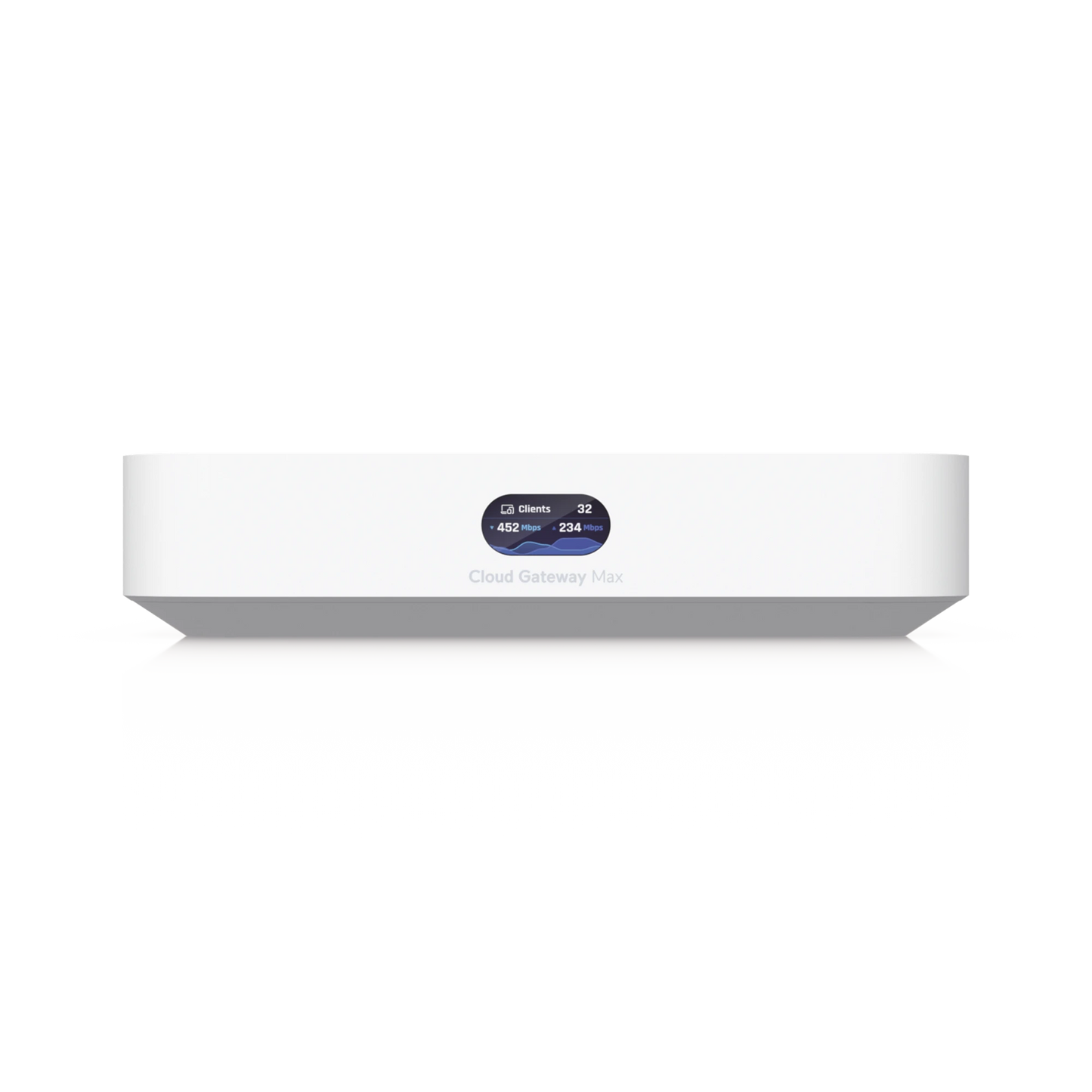 UniFi Cloud Gateway MAX, Router con todos los servicios UniFi, administra hasta 30 dispositivos UniFi y 300 clientes. 1 pto WAN 2.5G, 4 pts LAN 1G (uno configurable como WAN), seguridad IDS/IPS, VPN, bloqueo de apps/URLs, 512 GB memoria interna