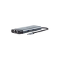 Adaptador HUB 6 en 1, 1 puerto USB-C entrada, 1 puerto HDMI 4K, 1 puerto Ethernet Gigabit, 1 puerto USB-C y 2 puertos USB-A