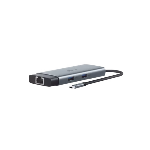 Adaptador HUB 6 en 1, 1 puerto USB-C entrada, 1 puerto HDMI 4K, 1 puerto Ethernet Gigabit, 1 puerto USB-C y 2 puertos USB-A
