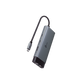 Adaptador HUB 6 en 1, 1 puerto USB-C entrada, 1 puerto HDMI 4K, 1 puerto Ethernet Gigabit, 1 puerto USB-C y 2 puertos USB-A