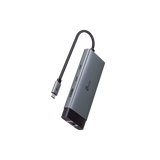 Adaptador HUB 6 en 1, 1 puerto USB-C entrada, 1 puerto HDMI 4K, 1 puerto Ethernet Gigabit, 1 puerto USB-C y 2 puertos USB-A