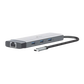 Adaptador HUB 9 en 1, 1 puerto USB-C entrada, 1 puerto HDMI 4K, 1 puerto Ethernet Gigabit, 1 puerto SD y MicroSD, 1 puerto USB-C y 3 puertos USB-A