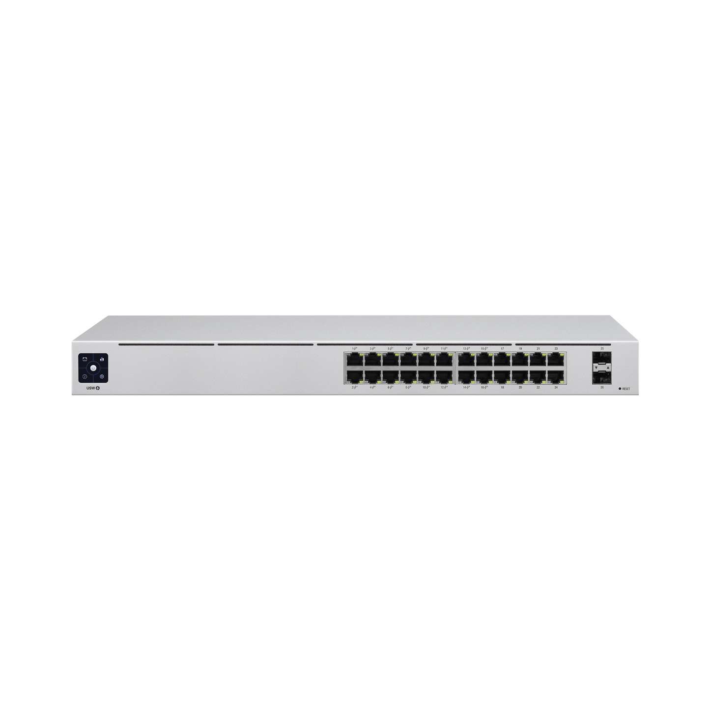 UniFi Switch USW-24-POE Gen2, Capa 2 de 24 puertos (16 puertos PoE 802.3af/at + 8 puertos Gigabit) + 2 puertos 1G SFP, 95W, pantalla informativa