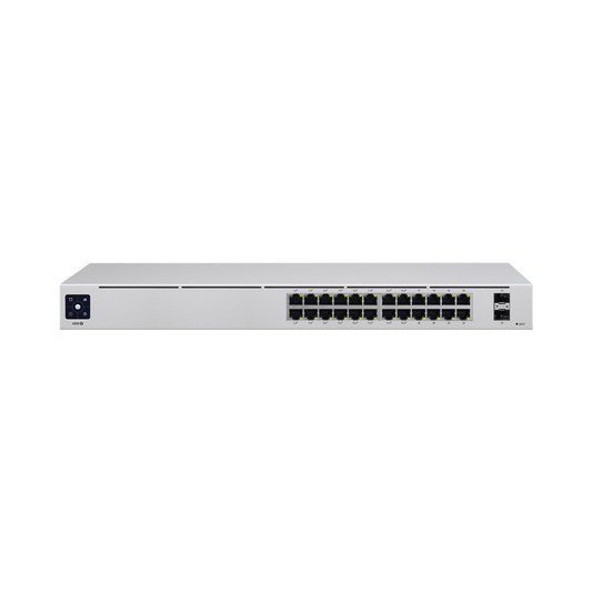 UniFi Switch USW-24-POE Gen2, Capa 2 de 24 puertos (16 puertos PoE 802.3af/at + 8 puertos Gigabit) + 2 puertos 1G SFP, 95W, pantalla informativa