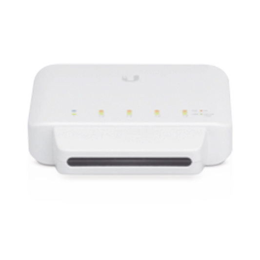 Switch UniFi FLEX de 5 puertos para semi-exterior IP55 (1 x PoE de entrada 802.3af/at/bt y 4 puertos PoE de salida 802.3af)