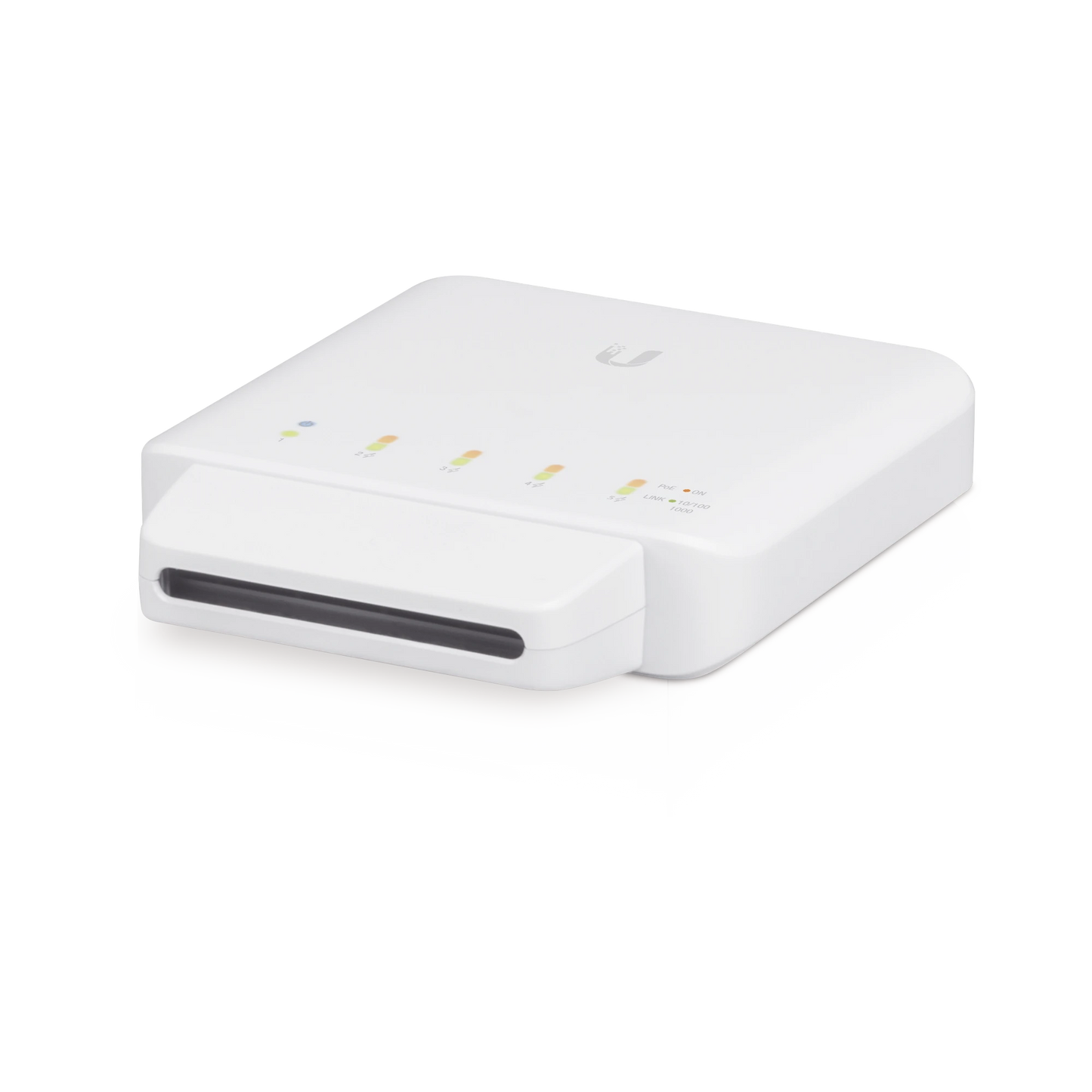 Switch UniFi FLEX de 5 puertos para semi-exterior IP55 (1 x PoE de entrada 802.3af/at/bt y 4 puertos PoE de salida 802.3af)
