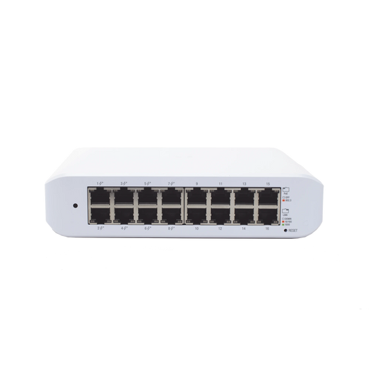 Switch UniFi Lite Administrable PoE de 16 Puertos 10/100/1000 Mbps (8 puertos 802.3af/at), 45 W