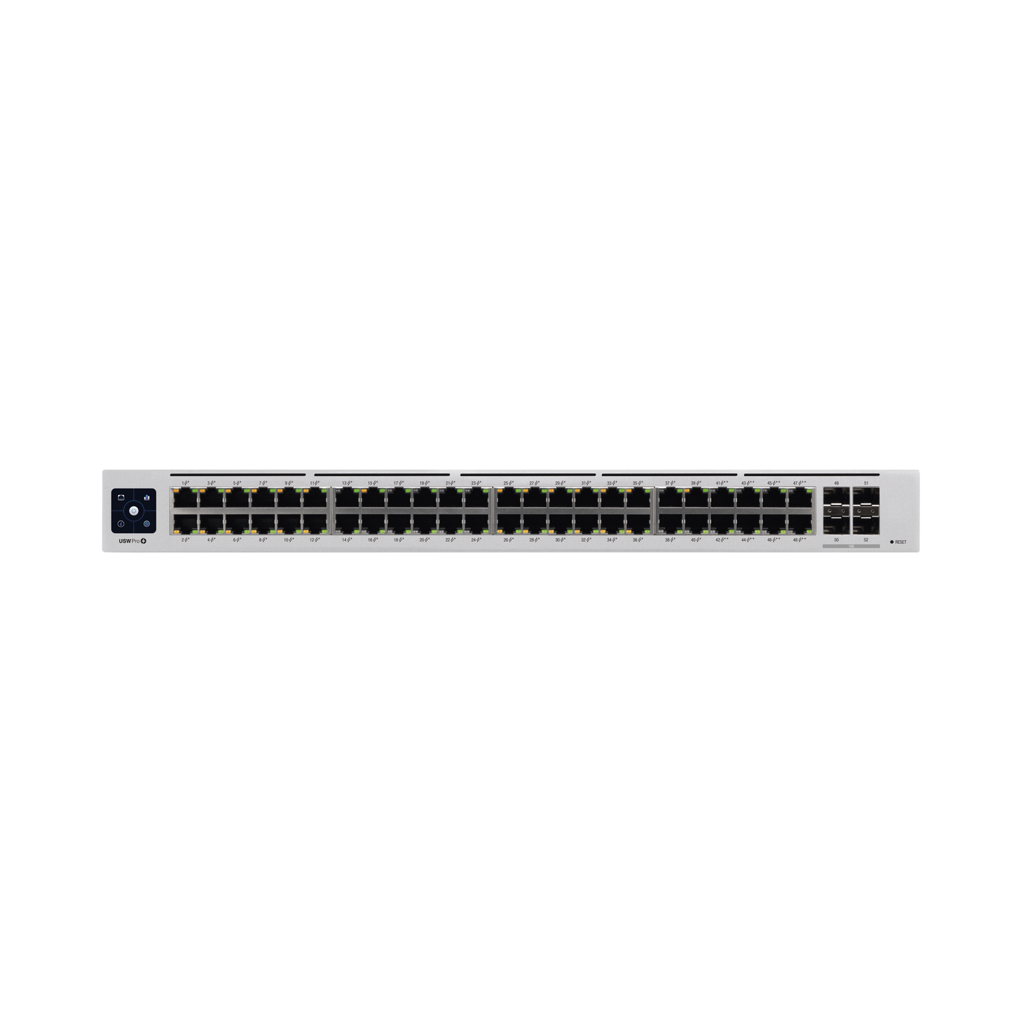 UniFi Switch USW-Pro-48-POE Gen2, Capa 3 de 48 puertos PoE 802.3at/bt + 4 puertos 110G SFP+, 600W, pantalla informativa