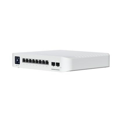 Switch UniFi Pro 8 PoE Administrable Capa 3, 8 puertos GbE / (6) puertos POE+ af/at y (2) puertos POE++ 802.3bt / (2) puertos SFP+ 10G / 120W de presupuesto POE
