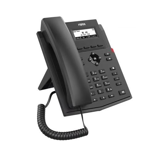 Teléfono IP empresarial para 2 lineas SIP con pantalla LCD, Puertos Gigabit, Códec Opus, conferencia de 3 vías, PoE.