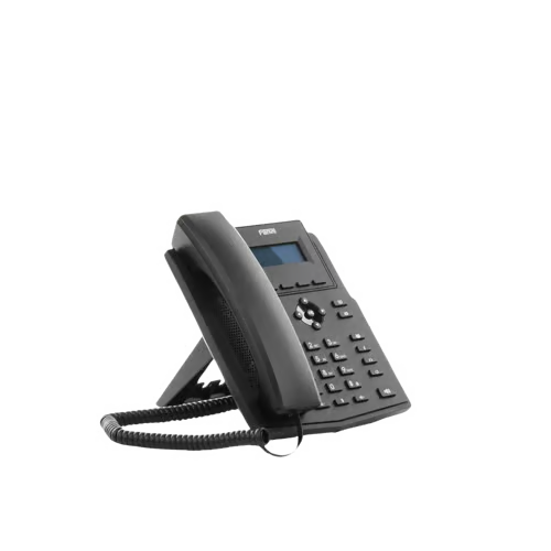 Teléfono IP empresarial para 2 lineas SIP con pantalla LCD, Puertos Gigabit, Códec Opus, conferencia de 3 vías, PoE.
