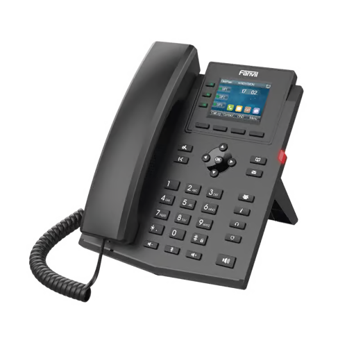 Teléfono IP Wi-Fi empresarial para 4 líneas SIP con pantalla LCD de 2.4 pulgadas a color, Opus y conferencia de 3 vías, PoE.