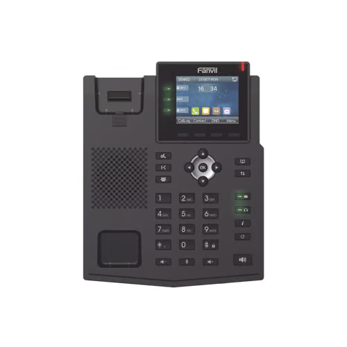 Teléfono IP Empresarial con Estándares Europeos, 6 lineas SIP con pantalla LCD a color, puertos Gigabit, IPv6, Opus y conferencia de 3 vías, PoE/DC