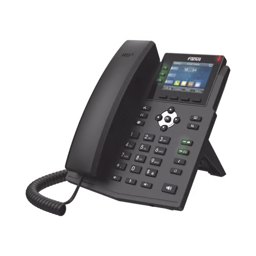 Teléfono IP Empresarial con Estándares Europeos, 6 lineas SIP con pantalla LCD a color, puertos Gigabit, IPv6, Opus y conferencia de 3 vías, PoE/DC