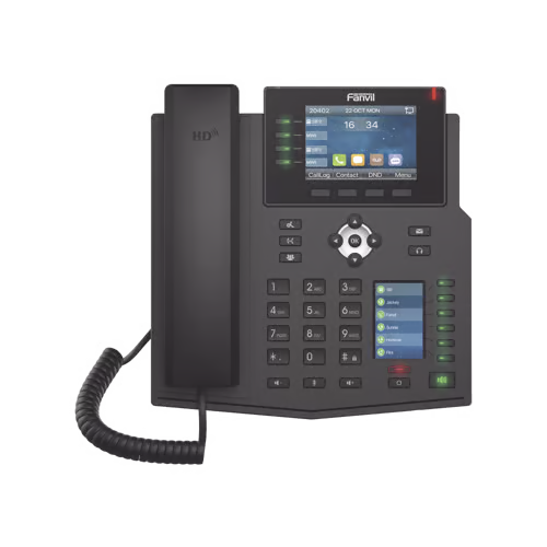 Teléfono IP Empresarial con Estándares Europeos, 16 líneas SIP con pantalla LCD a color 3.5", 30 teclas DSS/BLF, puertos Gigabit, IPv6, Opus y conferencia de 3 vías, PoE/DC