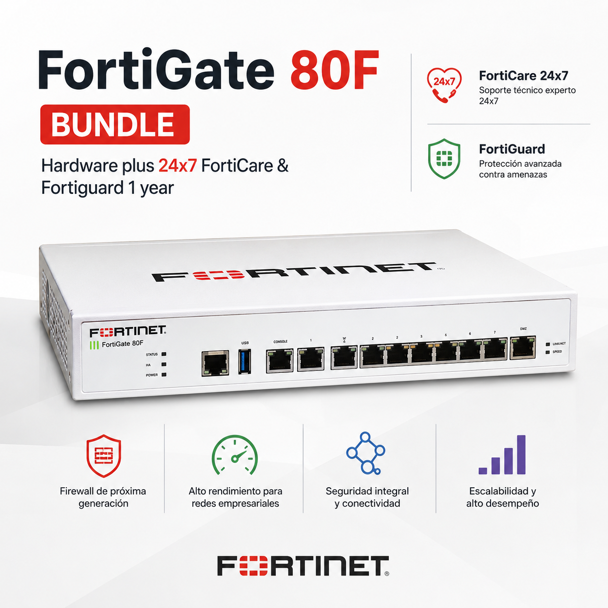 FortiGate 80F Bundle Hardware plus 24x7 FortiCare & Fortiguard 1 year