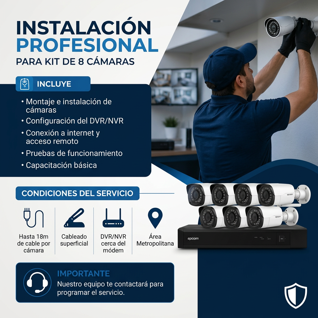 Instalación de Kit de Cámaras de Seguridad (8 Cámaras)