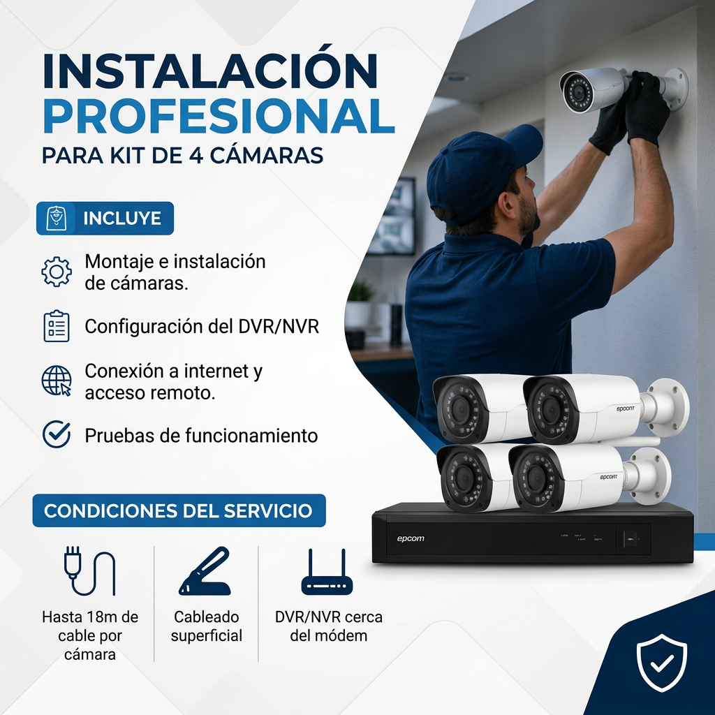 Instalación de Kit de Cámaras de Seguridad (4 Cámaras)