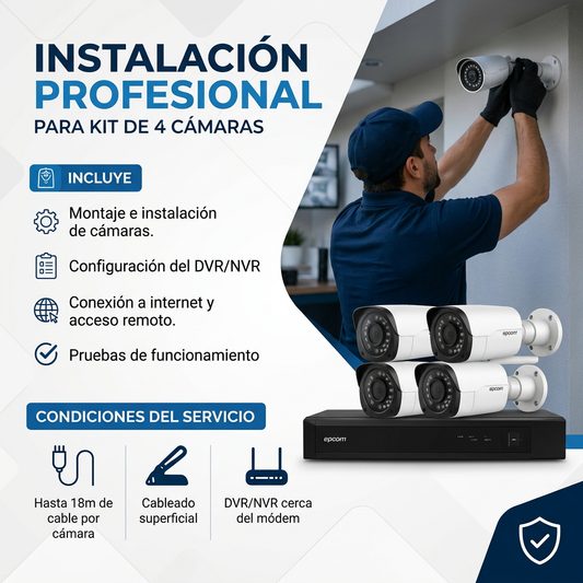 Instalación de Kit de Cámaras de Seguridad (4 Cámaras)