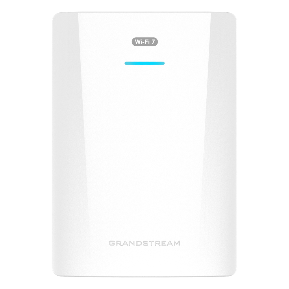 Punto de Acceso Wi-Fi 7 para Pared  GWN7670WM  MIMO 2x2:2 DL-UL OFDMA  Modulación 4096 QAM  2.5G Ethernet PoE+  Hasta 256 Clientes  QoS Avanzado  Cobertura 175 mts  Gestión Integrada y en la Nube