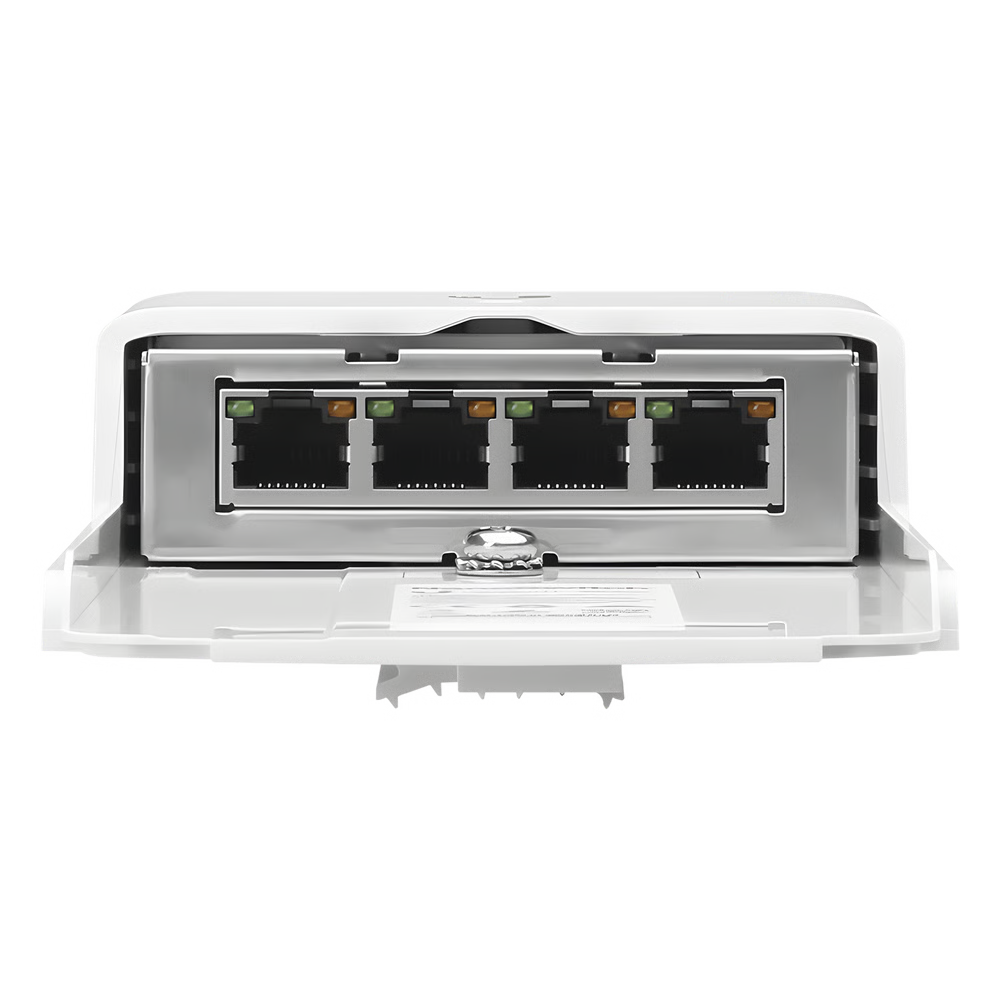 Switch PoE 24 V de Paso para Exterior con 4 Puertos Gigabit (1 PoE In, 3 PoE Out) NanoSwitch
