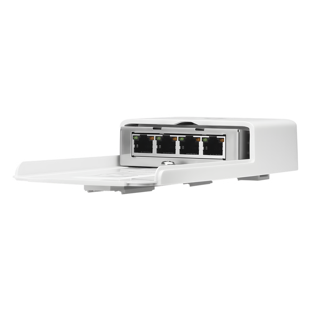 Switch PoE 24 V de Paso para Exterior con 4 Puertos Gigabit (1 PoE In, 3 PoE Out) NanoSwitch