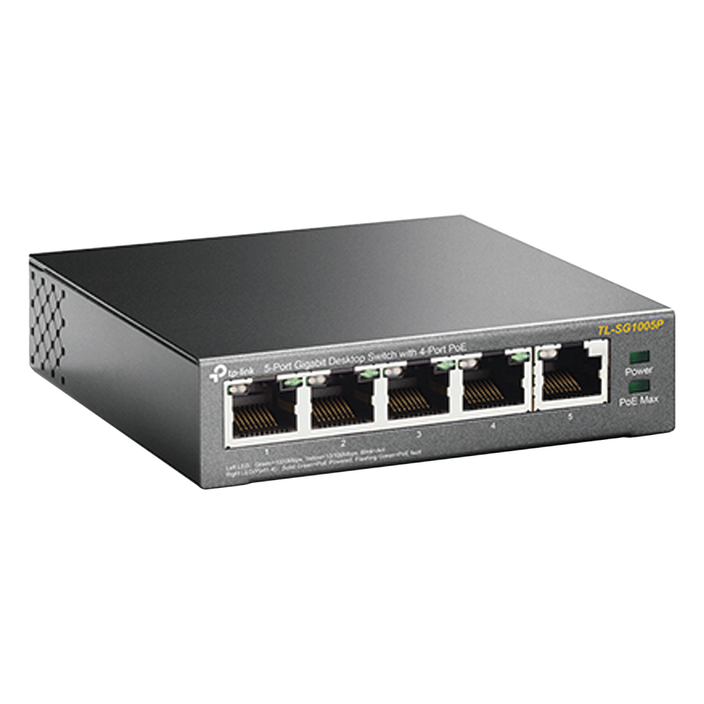 Switch PoE Gigabit de 5 puertos, con 4 puertos PoE 802.3af/at de hasta 56 W