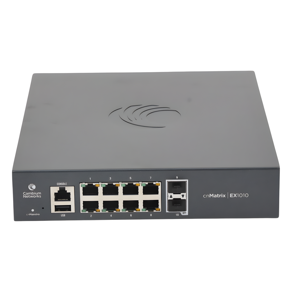Switch PoE cnMatrix Ex1010-P / 8 Puertos Gigabit PoE 802.3af/at + 2 SFP / Capa 2