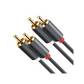 UGREEN Cable de Audio 2 RCA Macho a 2 RCA Macho / 3 Metros / Color Negro / Alta Calidad /Anillos de goma para asegurar un agarre firme al instalar o quitar el cable