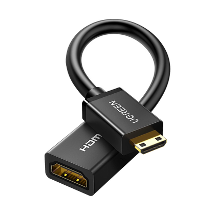 UGREEN Adaptador Mini HDMI a HDMI (HDMI Tipo C)   / 18Gbps / 4K@60Hz / HDR /  Tecnología 3D / ARC / Carcasa PC+ABS / HDCP/ Longitud de 22 cm