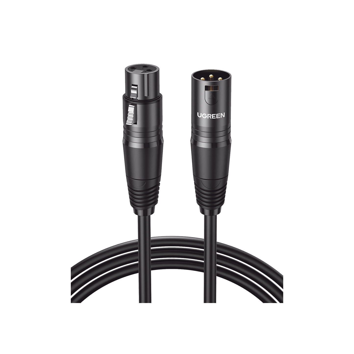 UGREEN Cable para Micrófono XLR Tipo Canon Macho a Hembra / 10 Metros / Plug & Play / Antiinterferencias / Triple Blindaje / Alta Calidad / Color Negro