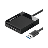 UGREEN Lector de Tarjetas USB-3.0 Lector SD Compact Flash Card Reader Múltiple 4 en 1 Velocidad hasta 5 Gbps para Tarjetas de Memoria SD/Micro SD/TF/SDXC/SDHC/MMC/CFI/Ultra II CF/Extreme CF/MS