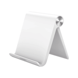 Soporte de Escritorio para Tablet /  Ajustable de 0° a 100° / Goma Antiarañazos / Antideslizante / Amplia Compatibilidad con dispositivos de 4'' a 13'' / Plegable / ABS / Color Blanco
