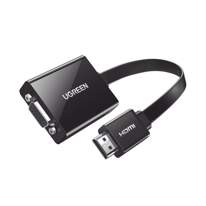 UGREEN Adaptador HDMI a VGA / Resolución 1080P / Audio 3.5mm / Con Puerto Micro USB para Alimentación / Plug &  Play / No Requiere Controlador / ABS / Flexible y Duradero