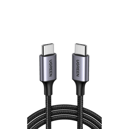 Cable USB-C a USB-C 2m: carga rápida 60W, datos 480 Mbps, nylon trenzado y protección integrada.