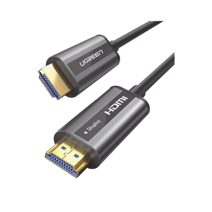 UGREEN Cable HDMI de 50 Metros por Fibra Óptica 4K@60Hz / Fibra de 4 núcleos + Cobre estañado de 7 núcleos / Compatible con HDMI 2.0 / Alta velocidad 18 Gbps / 3D / HDR / Caja de Aleacion Zinc / Premium