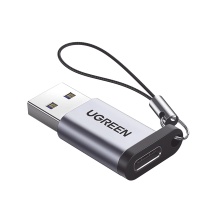 UGREEN Adaptador USB 3.0 Macho a USB-C 3.1 Tipo C Hembra / Caja de Aluminio / Carga y sincronización de datos /  Admite corriente de 3A