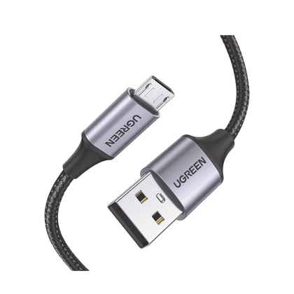 UGREEN Cable USB-A a Micro USB /  Nylon Trenzado / Tecnología de Carga Rápida QC, FCP Y AFC / Soporta QC 2.0, 3.0 / Transmisión de Datos hasta 480Mbps / Recarga Segura hasta 18W / Hasta 10,000 Flexiones / 1m / 2 años de  Garantí