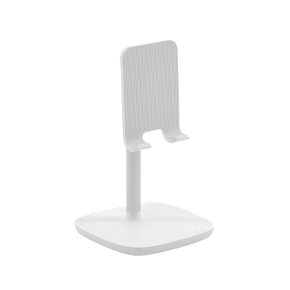 Soporte para Telefono Celular & Tablet / Ajustable de 5° a 45° / Base Antideslizante / Proteccion de Silicona / ABS / Amplia Compatibilidad con dispositivos de 4'' a 7.9'' / Color Blanco